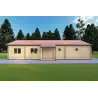 Maison en bois isolée AGNESE de plain-pied 14x6, 44/100/44mm, vue arrière