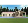 Maison en bois isolée AGNESE de plain-pied 14x6, 44/100/44mm, vue frontale