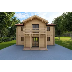 Maison préfabriquée en bois à deux étages GILDA 44/140/44 mm, vue frontale