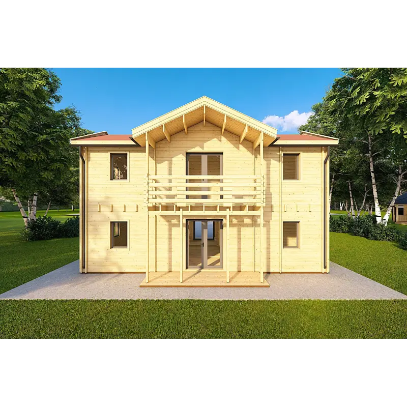 Maison préfabriquée en bois à deux étages GILDA 44/140/44 mm, vue arrière