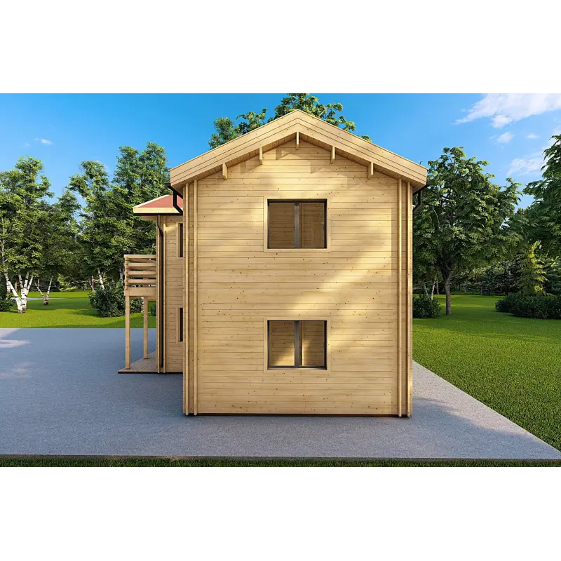 Maison préfabriquée en bois à deux étages GILDA 44/140/44 mm, côté droit