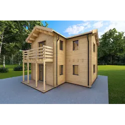 Maison préfabriquée en bois à deux étages GILDA 44/140/44 mm, façade côté droit