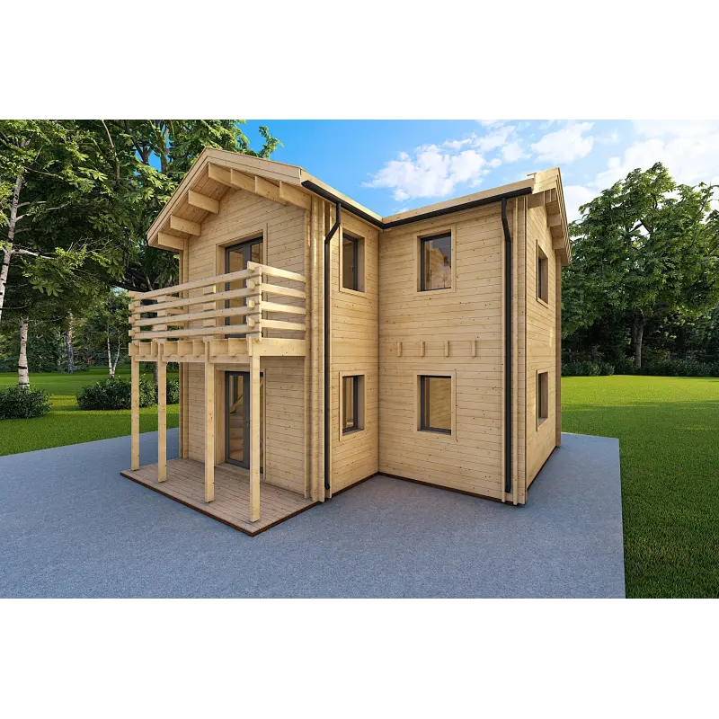 Maison préfabriquée en bois à deux étages GILDA 44/140/44 mm, façade côté droit