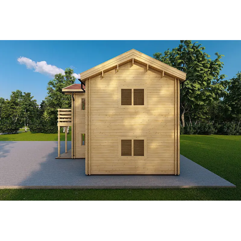 Maison en bois GILDA 98 m², 44/100/44 mm, côté droit
