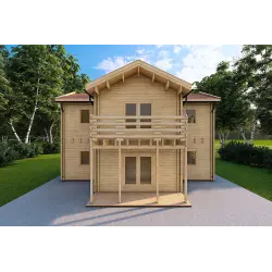 Maison en bois GILDA 98 m², 44/100/44 mm, vue frontale