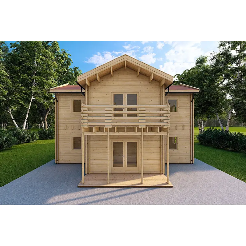 Maison en bois GILDA 98 m², 44/100/44 mm, vue frontale