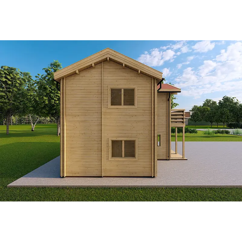 Maison en bois GILDA 98 m², 44/100/44 mm, côté gauche