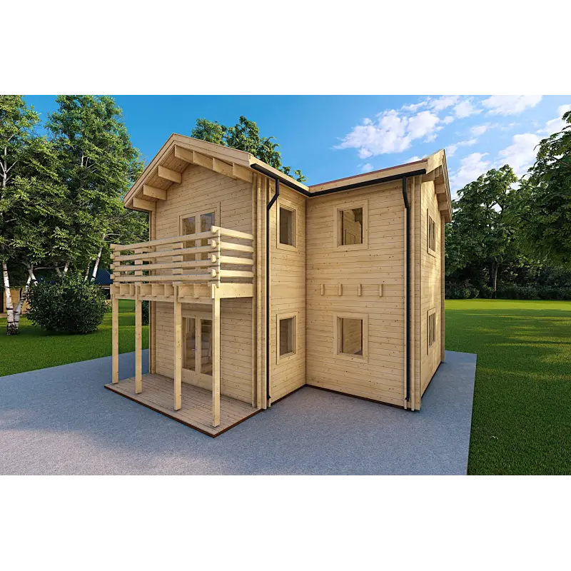 Maison en bois GILDA 98 m², 44/100/44 mm, façade côté droit