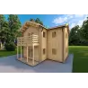 Maison en bois GILDA 98 m², 44/100/44 mm, façade côté droit
