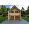 Maison habitables en bois avec bardage PENELOPE 12x6, 44/120/30/40 mm, vue frontale