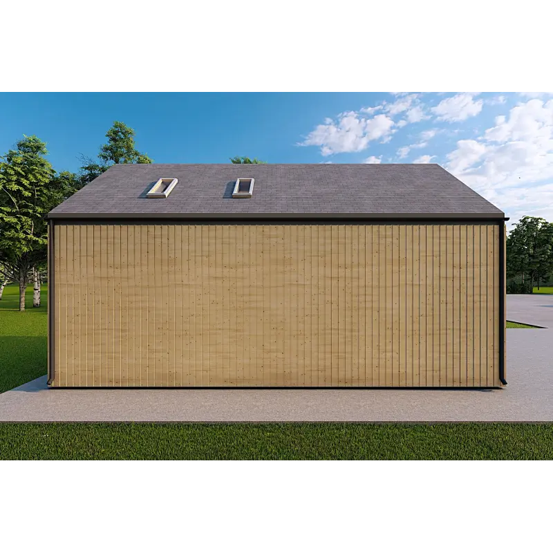 Maison habitables en bois avec bardage PENELOPE 12x6, 44/120/30/40 mm, côté gauche
