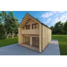 Maison habitables en bois avec bardage PENELOPE 12x6, 44/120/30/40 mm, façade côté droit