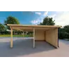 Carport en bois 25 m², 44mm, côté droit