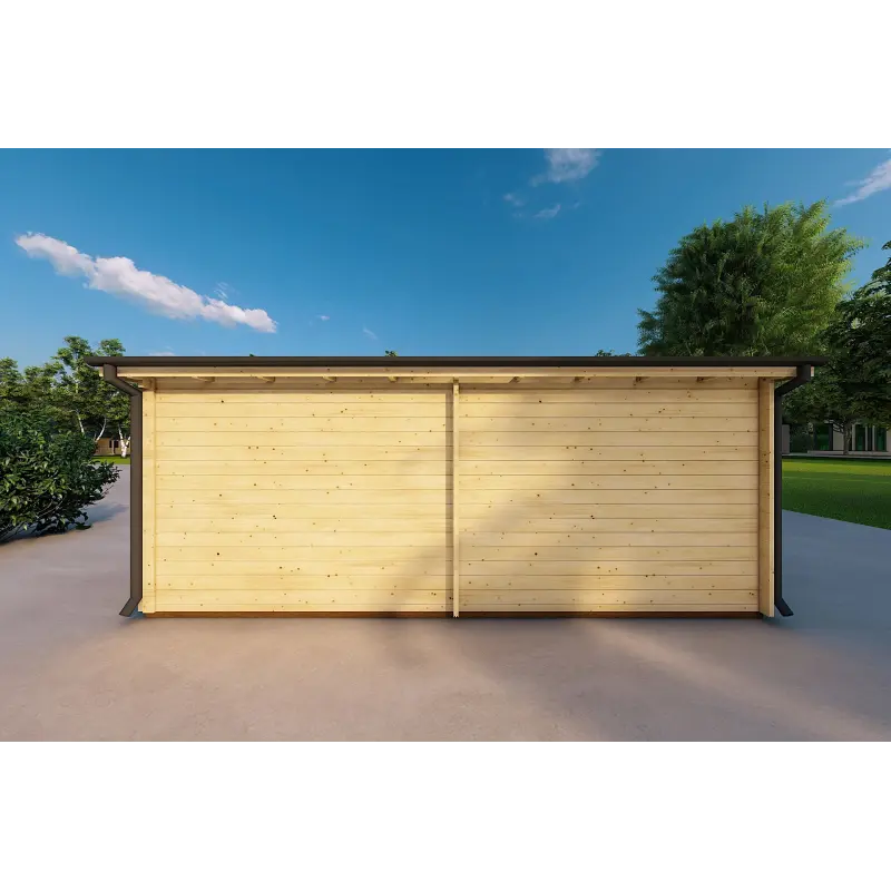 Carport en bois 25 m², 44mm, vue arrière