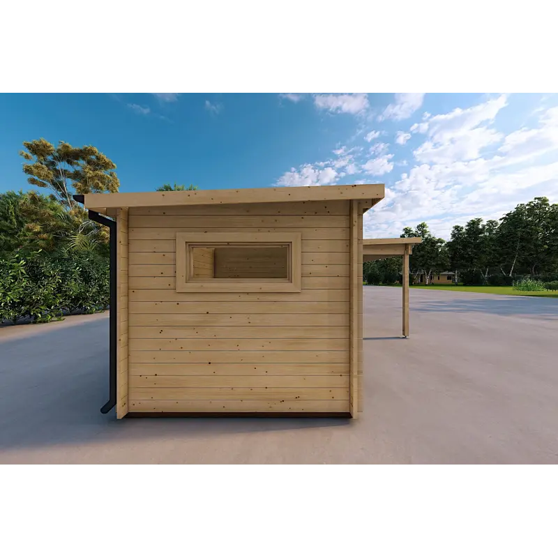 Carport en bois 25 m², 44mm, côté gauche