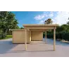 Carport en bois 25 m², 44mm, vue frontale