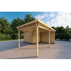 Carport en bois 25 m², 44mm, façade côté droit