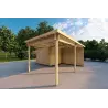 Carport en bois 25 m², 44mm, façade côté droit