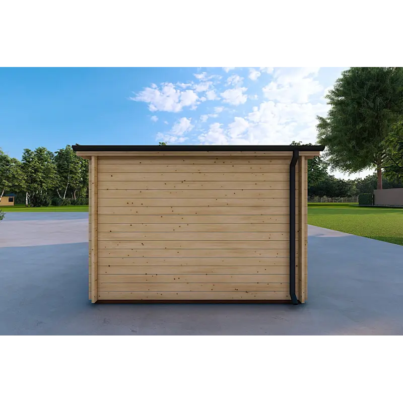 Garage en bois 6x3.5, 44mm, vue arrière