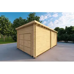 Garage en bois 6x3.5, 44mm, façade côté droit