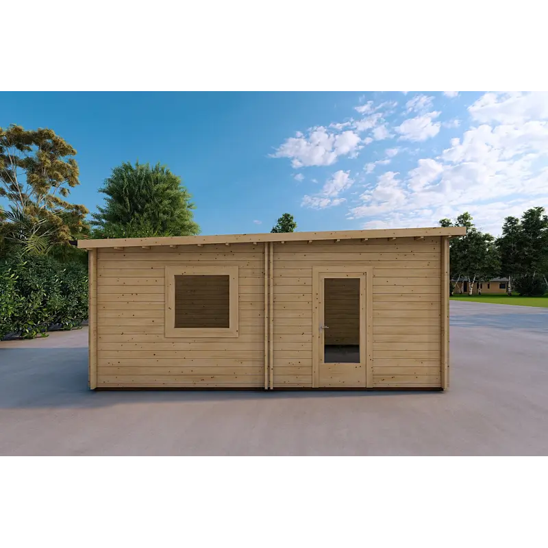 Garage en bois 6x3.5, 44mm, côté gauche