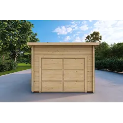 Garage en bois 6x3.5, 44mm, vue frontale