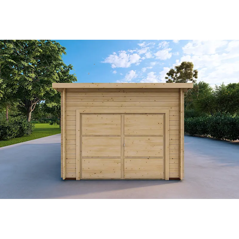 Garage en bois 6x3.5, 44mm, vue frontale