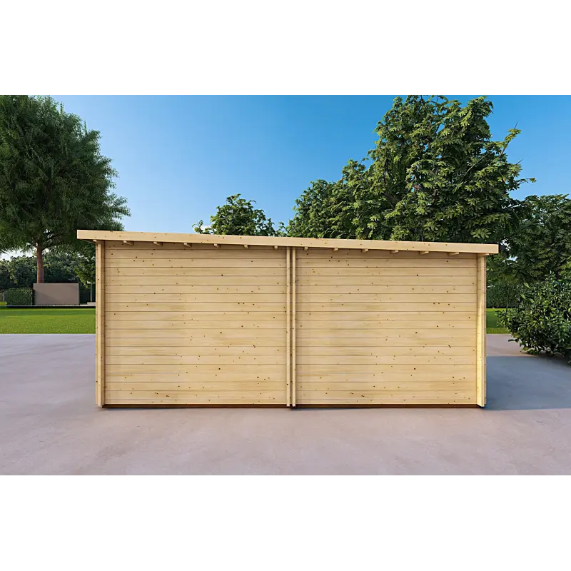 Garage en bois 6x3.5, 44mm, côté droit