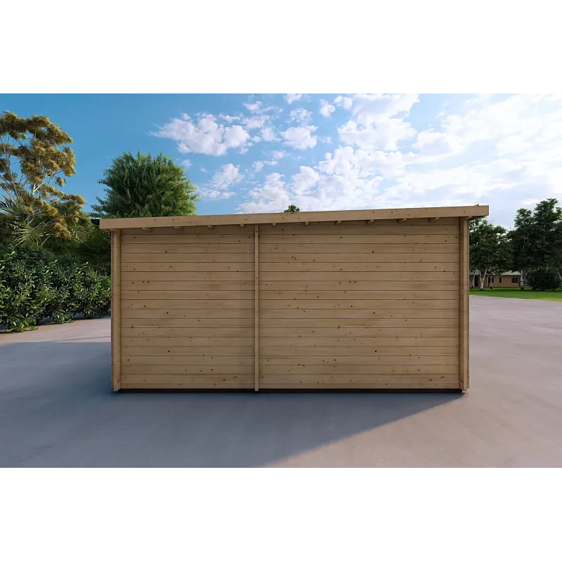 Garage en bois avec porche et remise 5.2x5.7, 44mm, côté gauche
