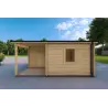 Garage en bois avec porche et remise 5.2x5.7, 44mm, vue arrière