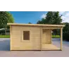 Garage en bois avec porche et remise 5.2x5.7, 44mm, côté droit