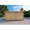 Garage en bois avec porche et remise 5.2x5.7, 44mm, vue frontale