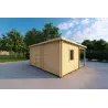 Garage en bois avec porche et remise 5.2x5.7, 44mm, façade côté droit