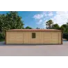 Garage double en bois indépendant avec remise 9.6x6.4, 44/100/40 mm Cladding, vue frontale