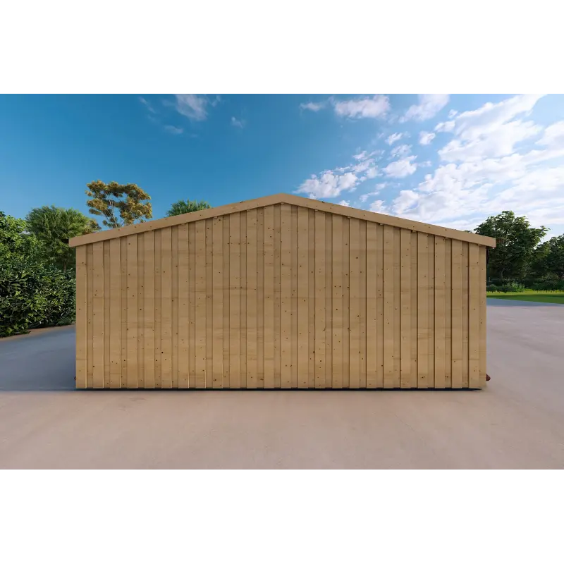 Garage double en bois indépendant avec remise 9.6x6.4, 44/100/40 mm Cladding, côté gauche