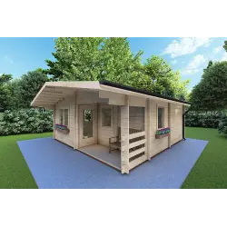 Bureau-Studio de jardin ELBA 6x6, 44mm, façade côté droit