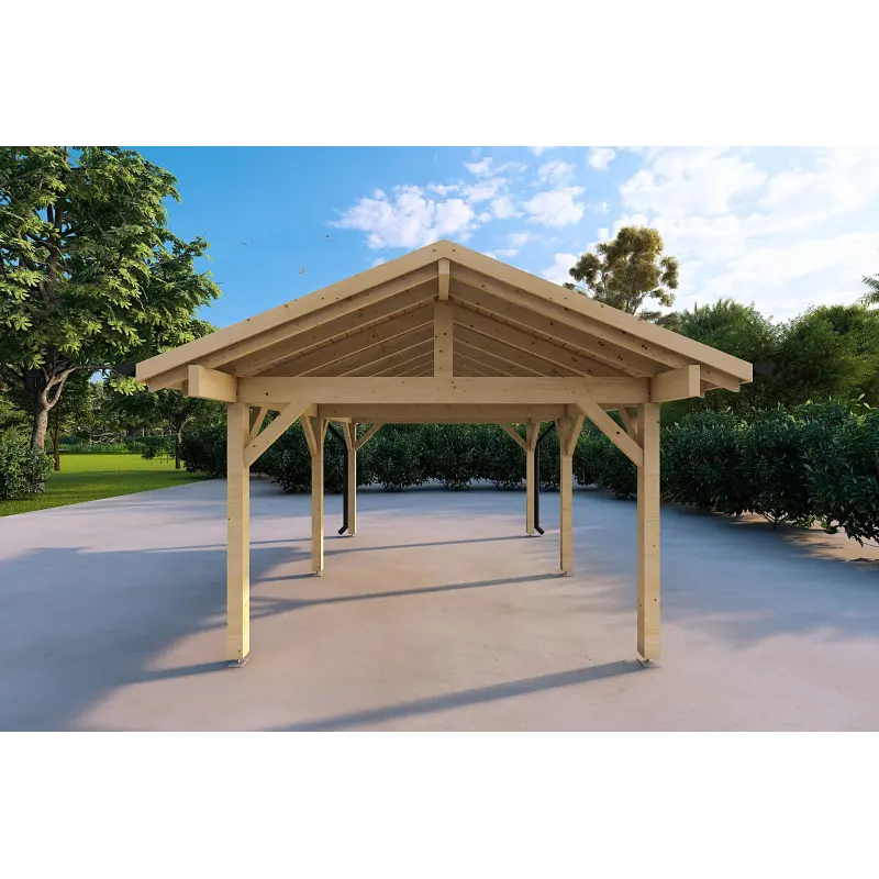 Carport en bois 3.2x4.4, vue frontale