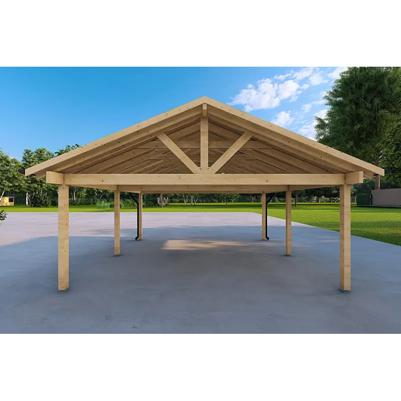 Carport double en bois 25 m², vue arrière