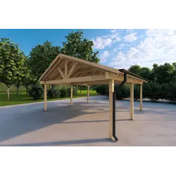 Carport double en bois 25 m², façade côté droit