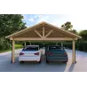 Carport double en bois 25 m², vue frontale