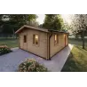 Chalet en bois DALIA 5x7 44mm, façade côté droit, modèle bois naturel