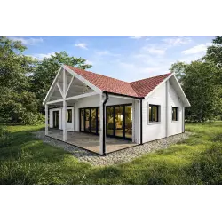 Maison habitable en bois AGNESE 95 m², 44/140/44 mm, modèle blanc