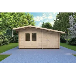 Remise en bois ALLEGRA 5x3, 44mm, vue frontale