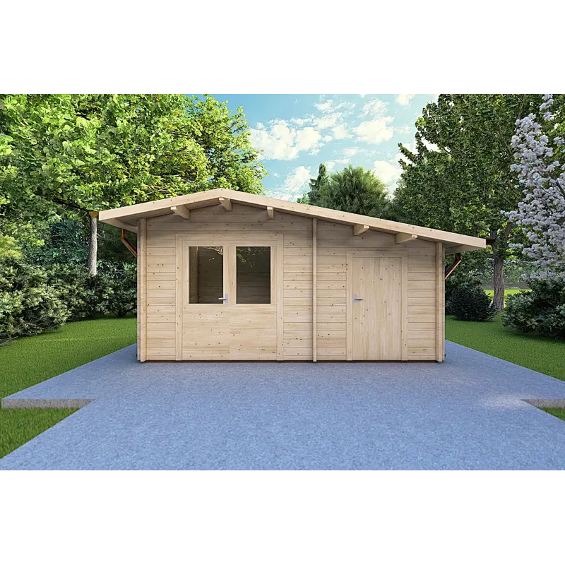 Remise en bois ALLEGRA 5x3, 44mm, vue frontale