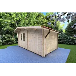 Remise en bois ALLEGRA 5x3, 44mm, façade côté droit