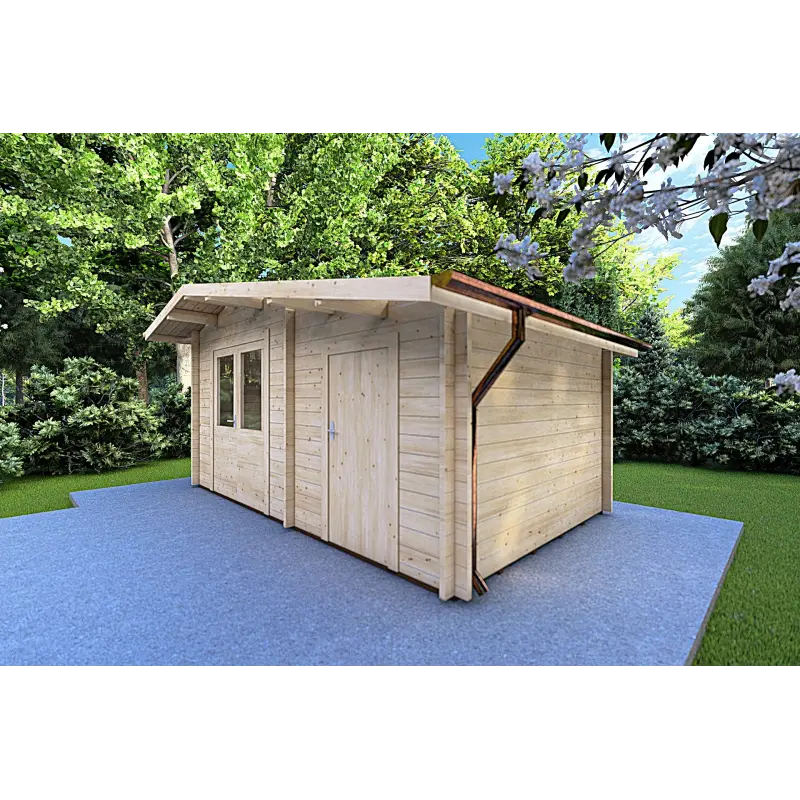 Remise en bois ALLEGRA 5x3, 44mm, façade côté droit