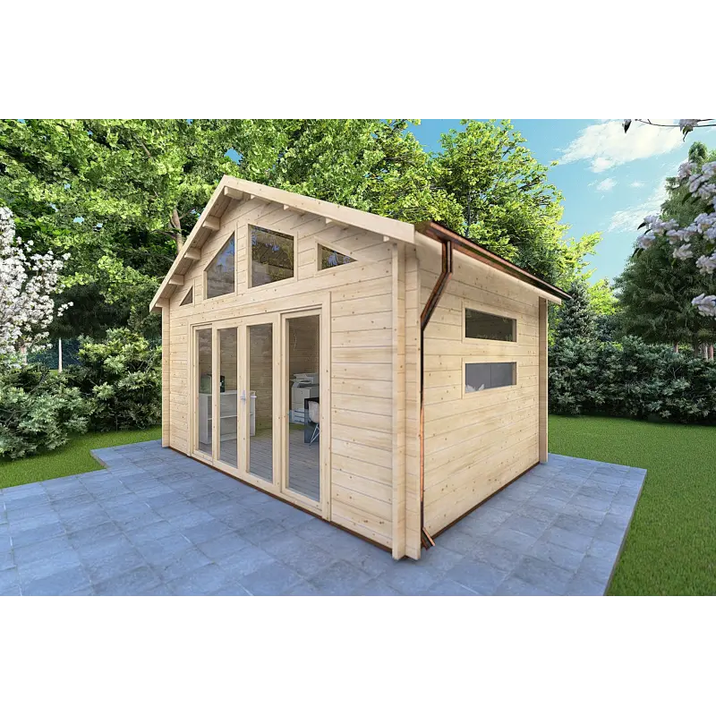 Abri de jardin VIVIENNE 5x3.5, 44mm, façade côté droit