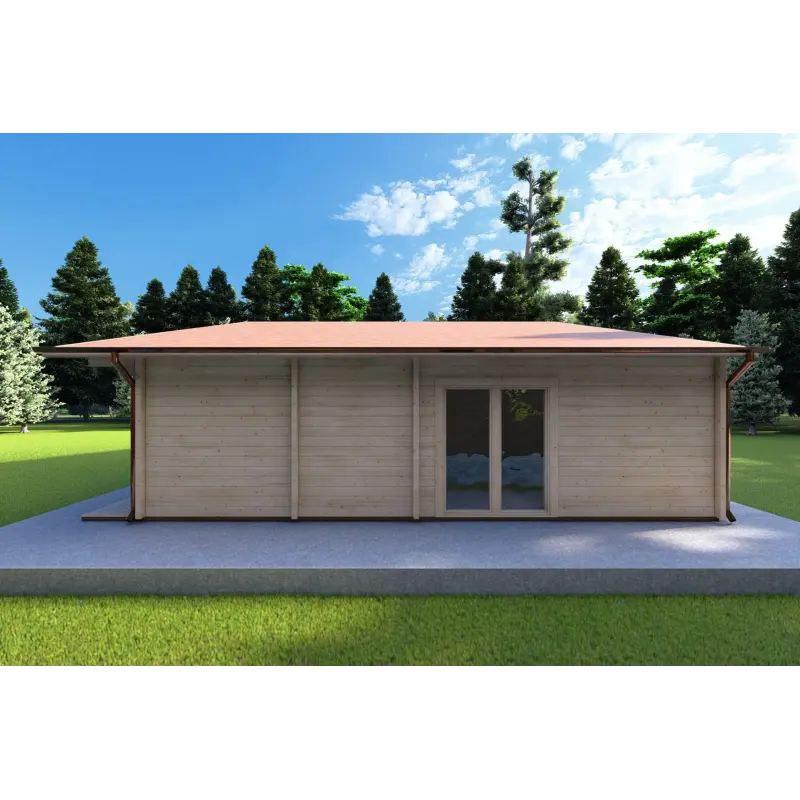 Chalet en bois NATALIA 95 m², 68mm, côté droit