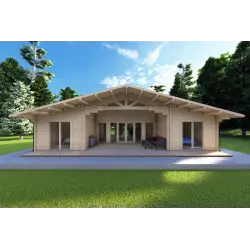 Chalet en bois NATALIA 95 m², 68mm, vue frontale