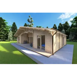 Chalet en bois NATALIA 95 m², 68mm, façade côté droit
